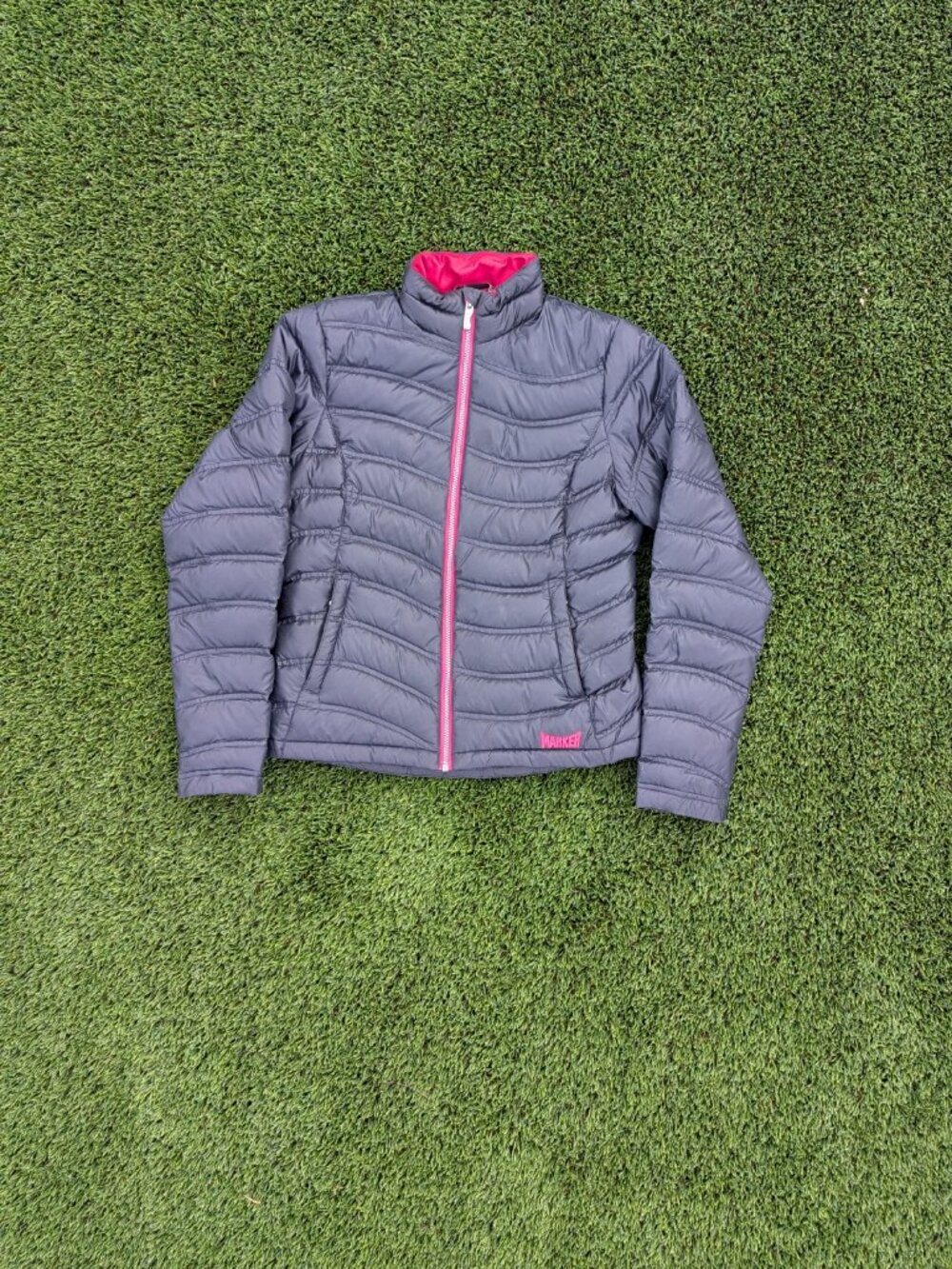 MARKER Women's Black Puffer Jacket w/ Hot Pink Zipper & Lining Size Medium